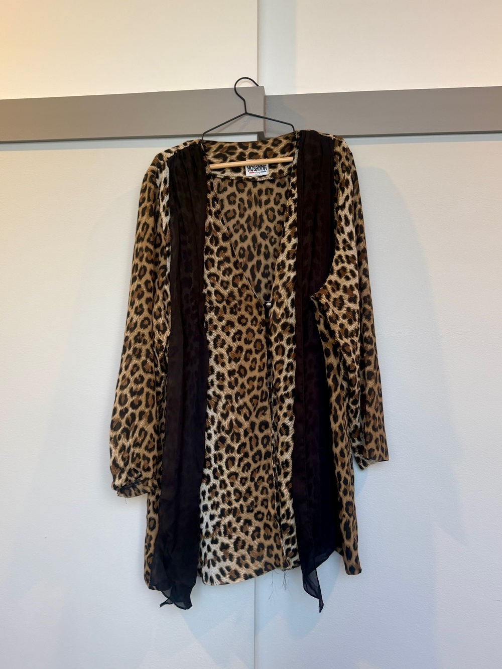 Vintage Hosanna Leopard Print Sheer Scarf Top Made in USA XL
